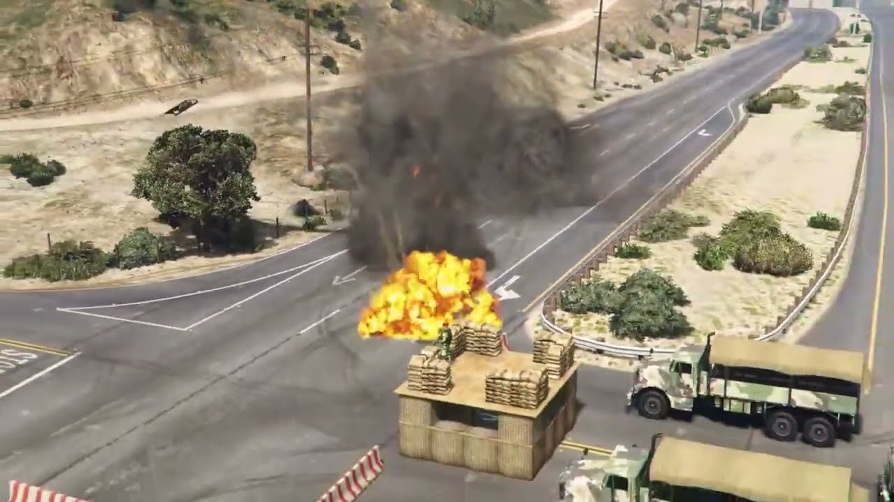 IRANIAN FIGHTER JETS AND TANKS ATTACK TO DESTROY ISREAL ARMY WEAPON CONVEY.#GTA5