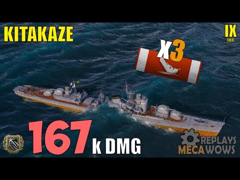 Kitakaze 3 Kills & 167k Damage | World of Warships Gameplay