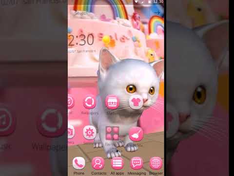 3D White Kitty Animation Theme With Live Wallpaper Video