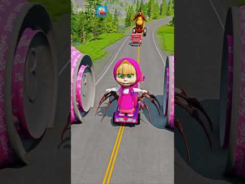 Crazy Cars & Funny Cars VS BOLLARD BARBIE Crush Splash in BeamNG.drive