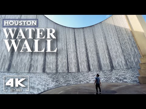 Houston Water Wall Virtual Walk2021 | Waterwall Park | 4K Walking Tour Travel Guide with City Sounds