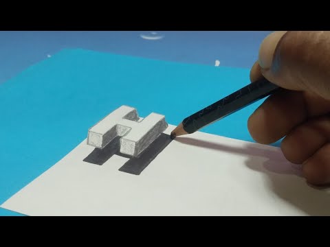 Very Easy  || How To Drawing 3D Floating Letter “H” -Illusion - 3D Trick Art on paper