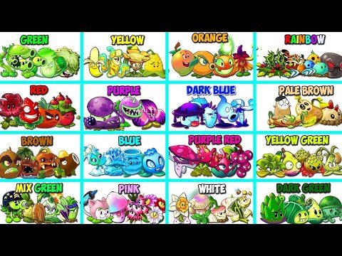Random 16 COLOR Team 4 Plants Battlez - Who Will Win? - Pvz 2 Plant Team vs Plant Team