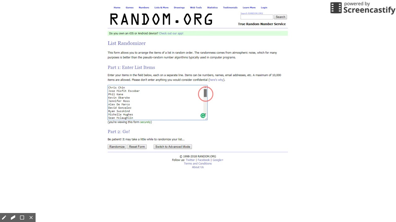 RANDOM.ORG - List Randomizer