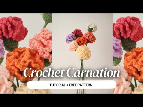 🌸 How to Crochet a Carnation Flower | Step-by-Step Beginner Friendly Tutorial