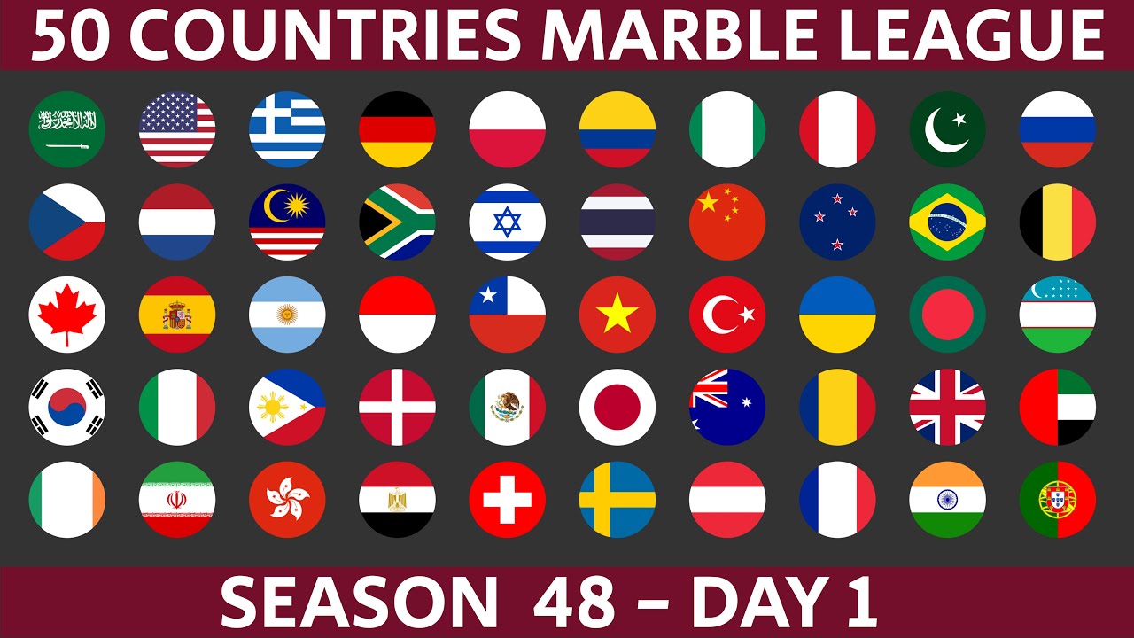 50 Countries Marble Race League Season 48 Day 1/10 Marble Race in Algodoo