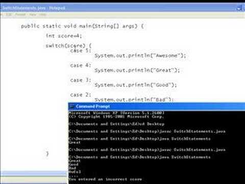 Java Video Tutorial 7 Switch Statements