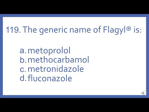 Top 200 Drugs Practice Test Question - The generic name of Flagyl is (PTCB PTCE NAPLEX NCLEX Prep)