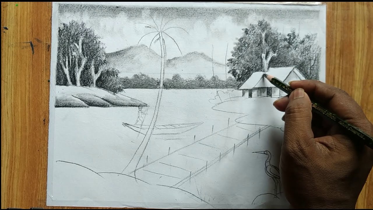 drawing easy pencil scenary tutorials by drawing academy