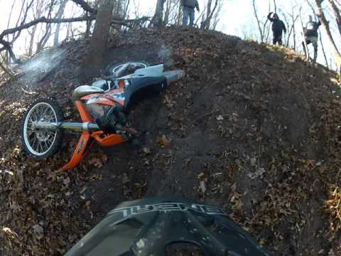 KTM 300 exc Hillclimb Helmet Cam Crash, My Friend George