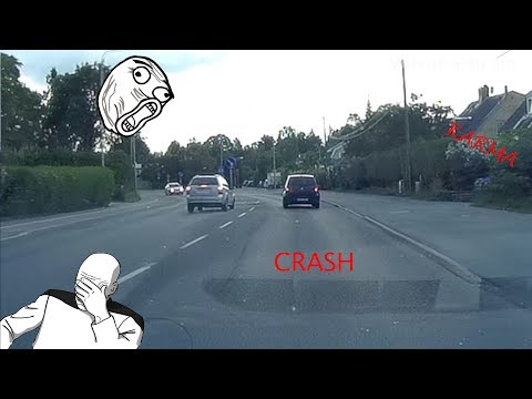 Aggressive driver fails and hits traffic island - Spånga, Sweden