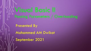 Download the video "VB.net(2) - Passing parameters byref and byvalue / Overloading"