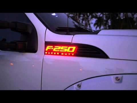 RECON Part # 264285RDBK 11-14 Ford F-250 SUPERDUTY Illuminated Emblems RED LED