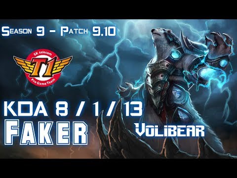 SKT T1 Faker VOLIBEAR vs KAYN Jungle - Patch 9.10 KR Ranked