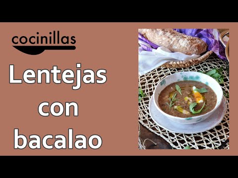 Lentejas con bacalao y rúcula