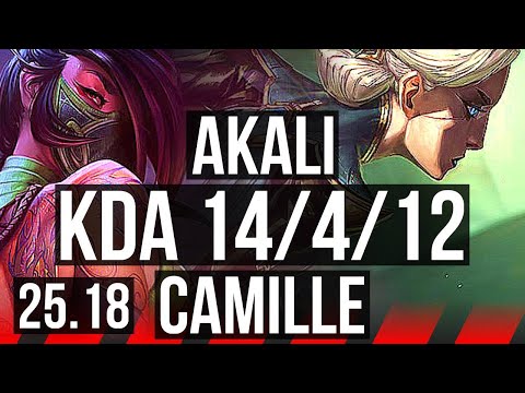 AKALI vs CAMILLE (TOP) | 9 solo kills, 54k DMG, 14/4/12 | EUW Master | 25.18