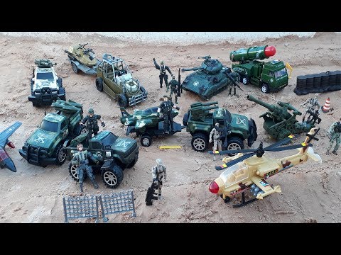 military base army toys with war tank helicopter and plane