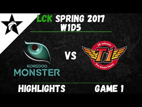 KDM vs SKT Highlights Game 1 LCK Spring W1D5 2017 Kongdoo Monster vs SK Telecom T1