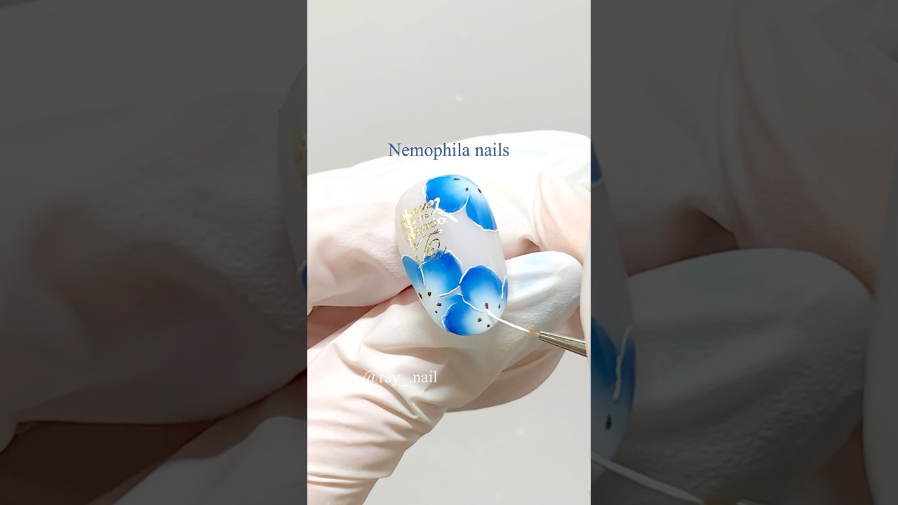 詳細は本編へ✨ネモフィラネイルアート💙 #セルフネイル #nailart #ネイルアート #shorts
