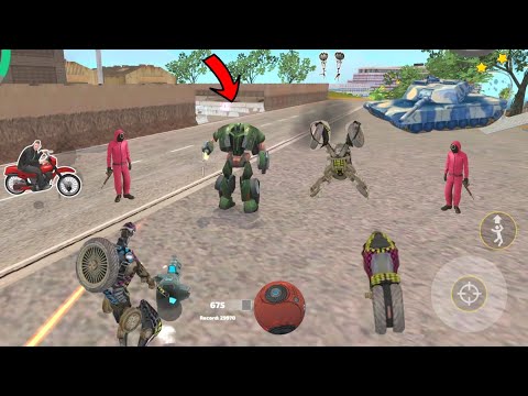 Rope Hero: Vice Town (Transformer Bike Robot Fight Green Police Car)Bike Robot - Android Gameplay HD