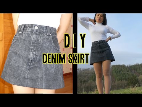 DIY Denim Skirt from Jeans || How to Convert Mens...