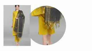Janasya Indian Women's Mustard Poly Crepe Kurta With Pant And Dupatta | womens Cloth's |amazon