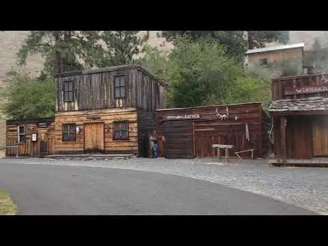 cleverly hidden behind these western town mockups are the campground water tank, electric stuff and supplies.