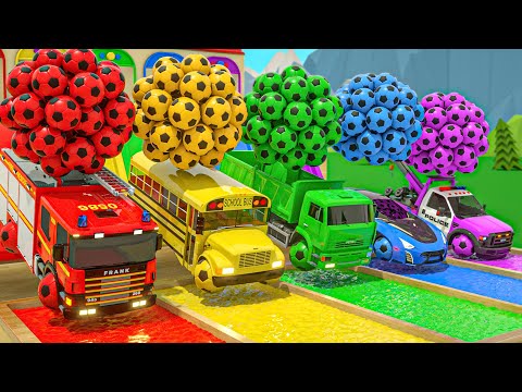 Baby Shark + Wheels On the Bus song - Soccer ball soccer wheels - Baby Nursery Rhymes & Kids Songs