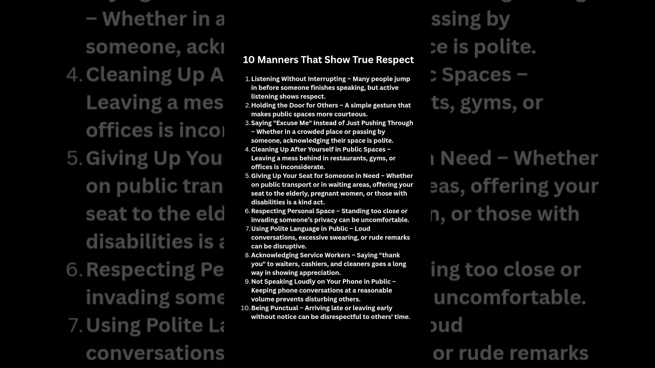 10 Manners That Show True Respect  #elevatedaily #Respect #Kindness #Manners