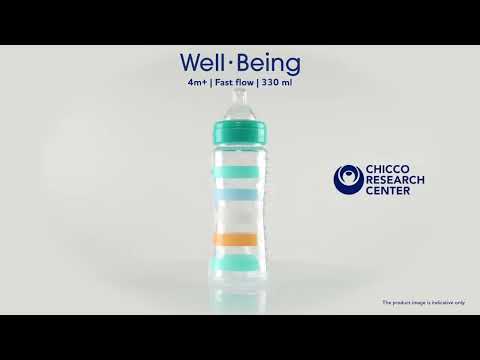 Mamadera Chicco Wellbeing Anticolic 330ml 4m+ Flujo Rapido - Bebelli