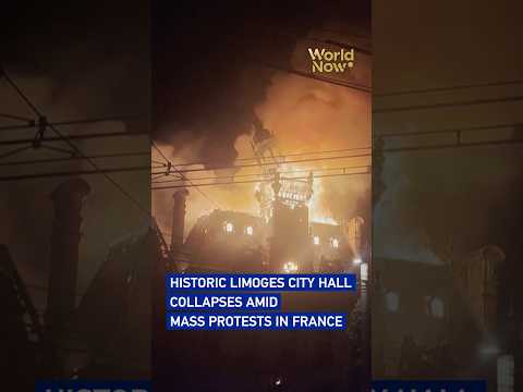 Historic Limoges city hall collapses amid mass protests in France#worldnow