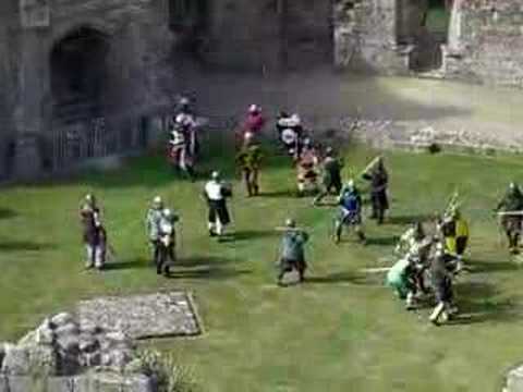 SCA melee combat at Raglan Castle