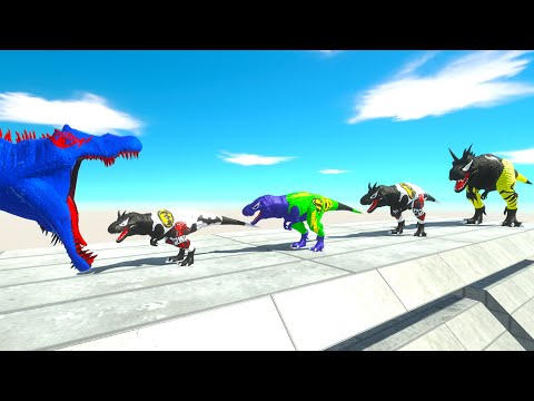 BATTLE 4 SIZE of T-REX Marvel Superhero - Animal Revolt Battle Simulator ARBS