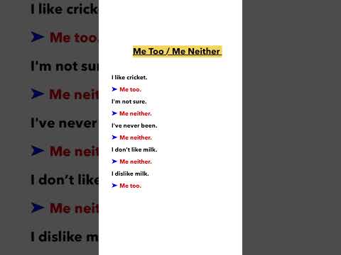 Me too / Me neither | How to Improve Your English #learnenglish #education #shorts #englishgrammar
