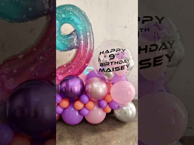 Vídeo relacionado con Decoraciones de fiesta de cumpleaños de Demon Hunters, 9 globos temáticos de película Demon Hunters para niñas, niños y adultos, decoraciones de cumpleaños y suministros de fiesta
