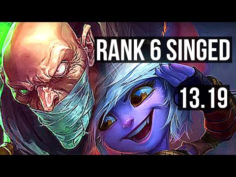 SINGED vs TRISTANA (MID) | Rank 6 Singed, 500+ games, Godlike | KR Master | 13.19