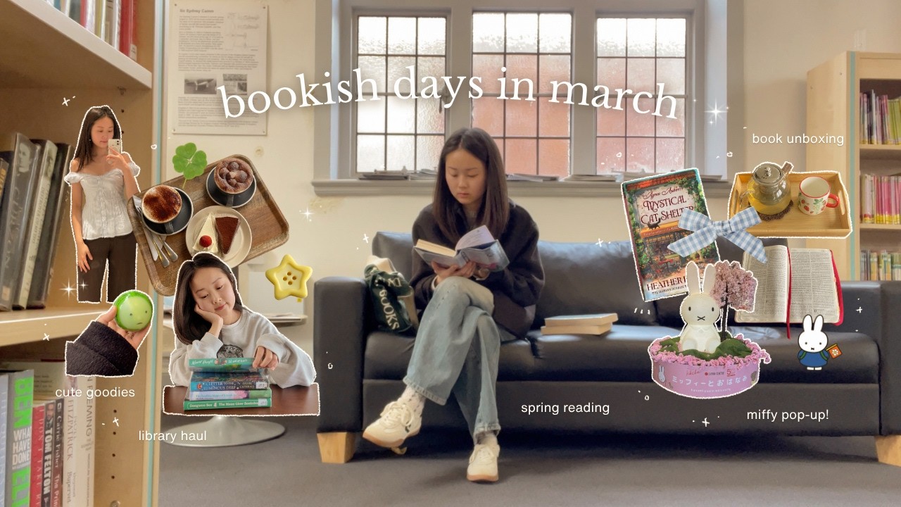 bookish days in march   ༘⋆✿ library haul, lots of book mail, cute stationery & spring reading