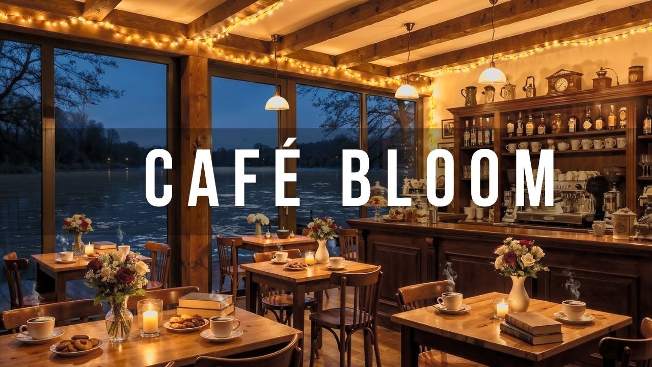 Charming Riverside Café Ambience 🌊🕯️ | Candles, Books & Coffee Bar | Lofi Beats 2026