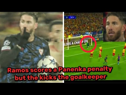 Ramos scores a Panenka penalty but then gets booked for kicking the goalkeeper