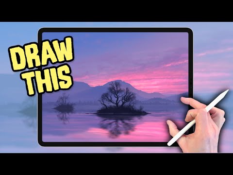 IPAD PAINTING MADE EASY - Sunset Lake Islands Procreate tutorial