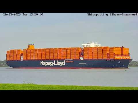 BERLIN EXPRESS Erstanlauf Hamburg aus Rotterdam am 26.09.2023 Elbe IMO: 9540118