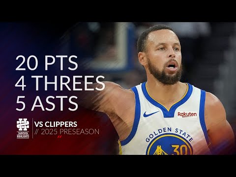 Stephen Curry 20 pts 4 threes 5 asts vs Clippers 2025 Preseason
