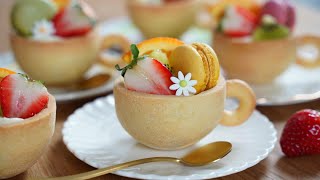 컵을 통째로 먹는다고? 과일 미니 타르트 / Fruits Mini Tart Recipe / Vanilla Cookie Cup / 쿠키컵 만들기 / 컵 계량