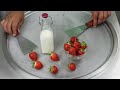 ASMR Strawberry Ice Cream Rolls Oddly Satisfying Tapping 먹방 Mukbang Shorts