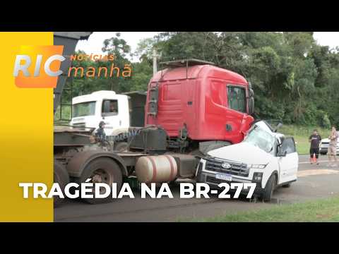 Acidente na BR-277, em Céu Azul, termina com a morte de criança; caminhão arrastou o carro
