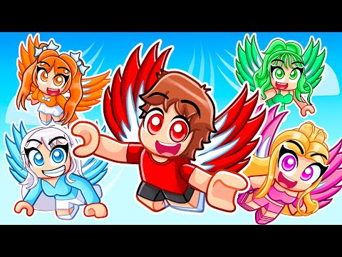 Upgrading Noob To GOD Wings In Roblox With MY CRAZY FAN GIRLS...