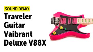 Video thumbnail for Traveler Guitar Vaibrant Deluxe V88X Hot Pink - Sound Demo (no talking) by Guitar Bonedo