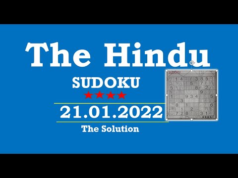 The Hindu  Sudoku Jan 21, 2022 - 4 Star - The Solution