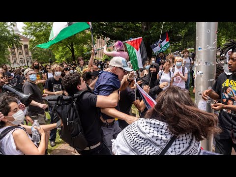 Demonstrators take down American flag at protest on UNC campus