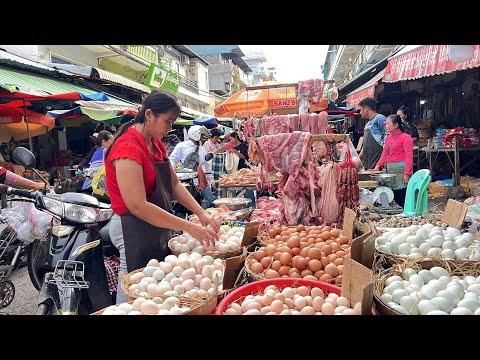 An Incredible of Cambodian Food Market - Fresh Vegetables, Cheap Breakfast, Snacks @Khmer Food Tour 